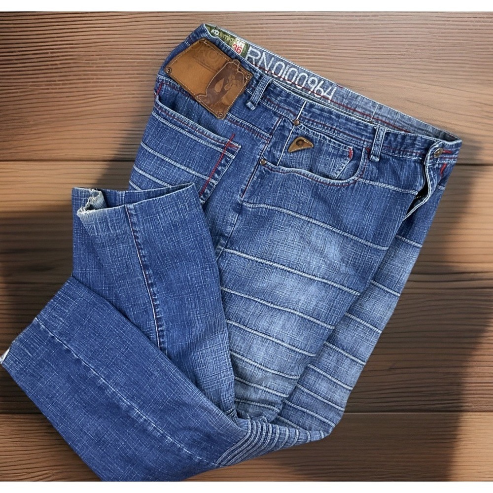 Vintage Y2K Akademiks Jeans 36x29 Embroidered Striped‎ Punk Grunge Denim Pant